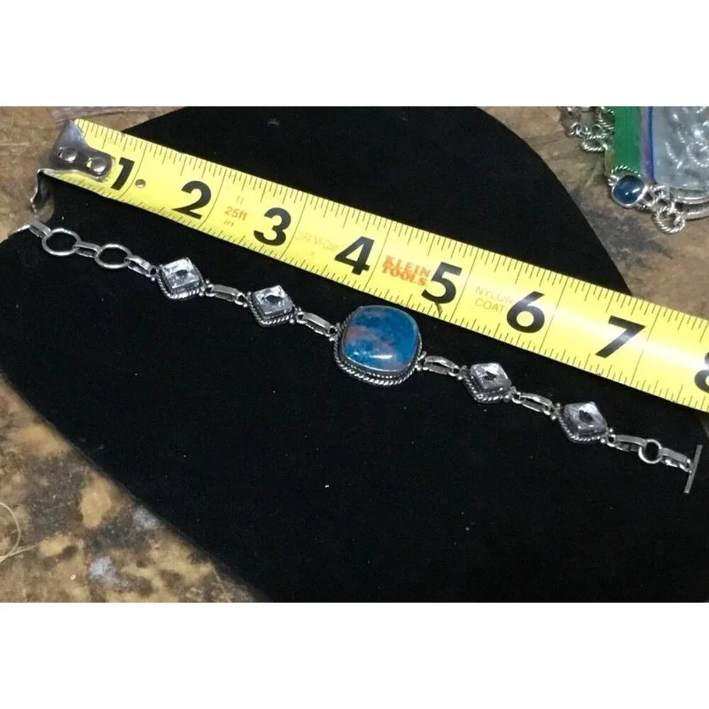 Blue Apatite Boho Bracelet Whimsigoth Topaz Style 7.5